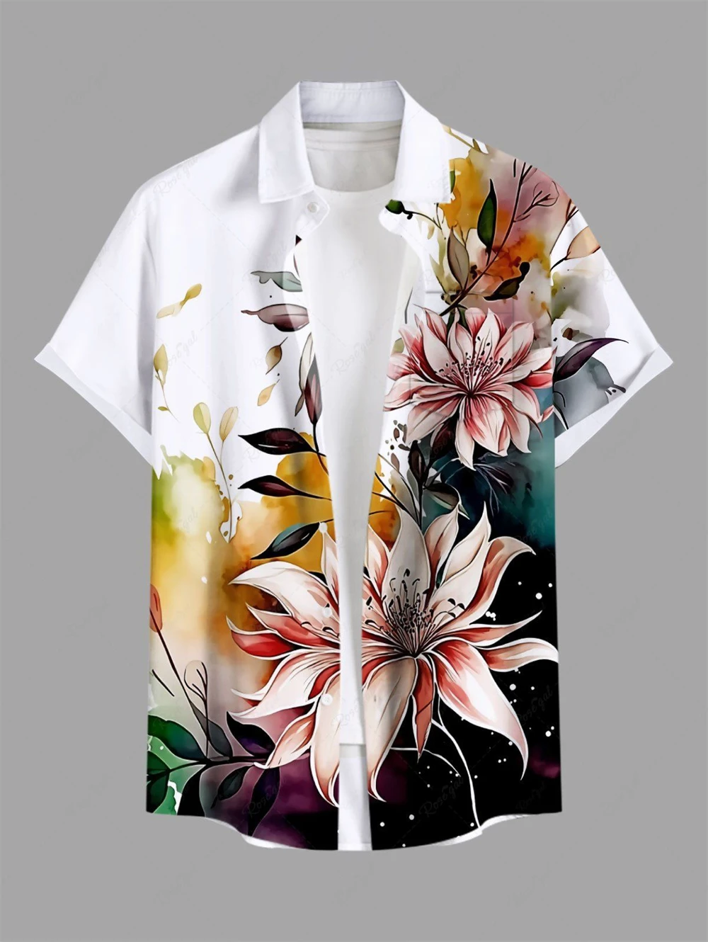 Hawaiian Mens Shirts Tropical Plant Leaves 3D Printed Summer Casual Shirts Casual Short Sleeve Button Beach Shirt Men's Clothes