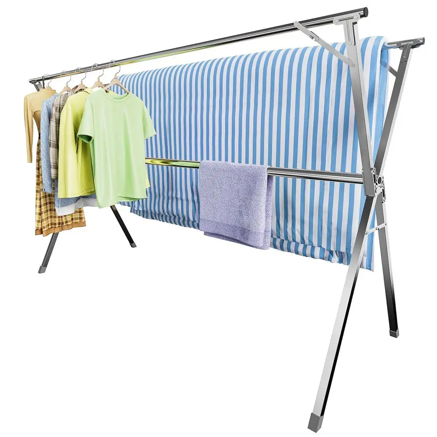 

Drying Rack,Heavy Duty Stainless Steel Garment Rack,Adjustable and Foldable Laundry Drying Rack for Indoor Outdoor Drying Rack C