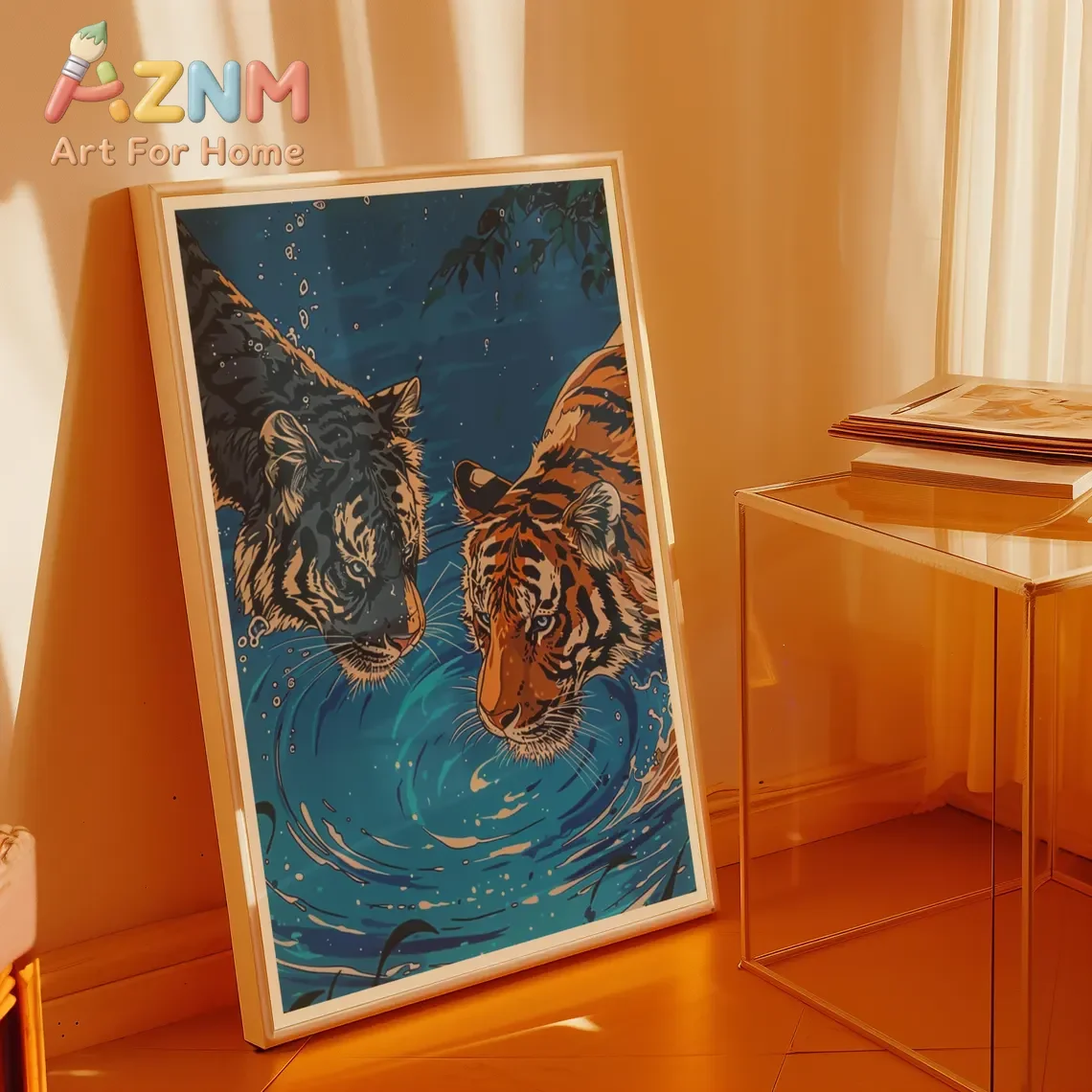 Twilight Tiger Poster | Anime Inspired Wall Art | Modern Ukiyo-e Styled Gift | Japanese Home Decor Print.