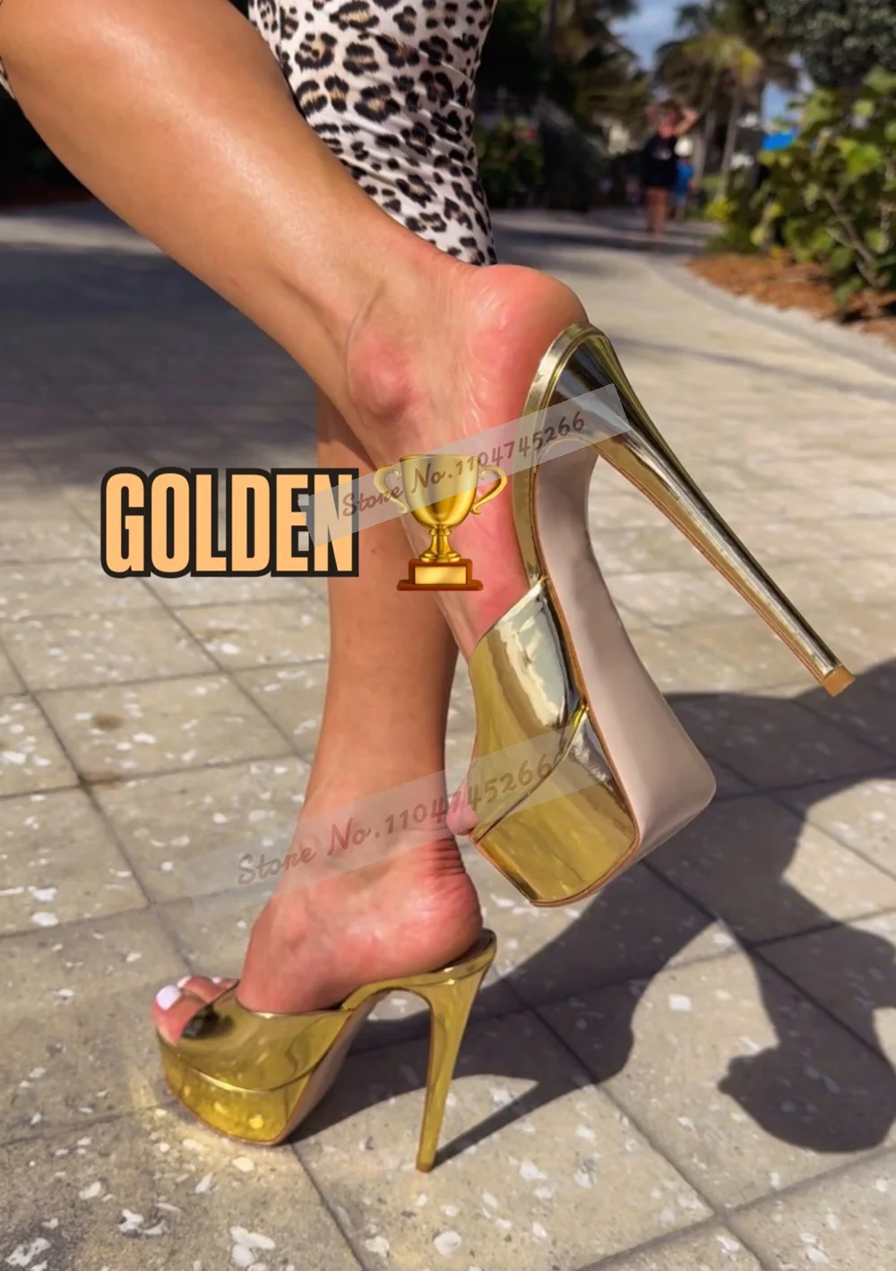 

Золотые туфли-лодочки на тонком высоком каблуке, глянцевые современные шлепанцы на платформе и шпильке, элегантные модельные туфли без шнуровки на мелком каблуке, летние сандалии