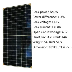 IP65 Waterproof  Solar Panel 550W Mono Perc Split Half Cut Cell MBB Solar Battery Charger Home System On Off Grid Solar Kit Farm