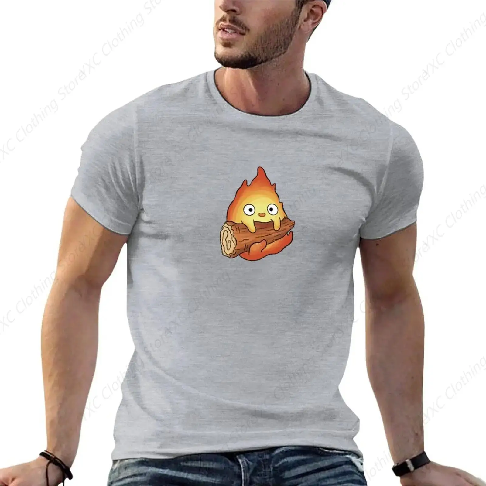 Fire demon men's T-shirt- Short Sleeve Crew Neck Soft Fitted Tees S - 6XL Fresh Classic Basic Tshirts