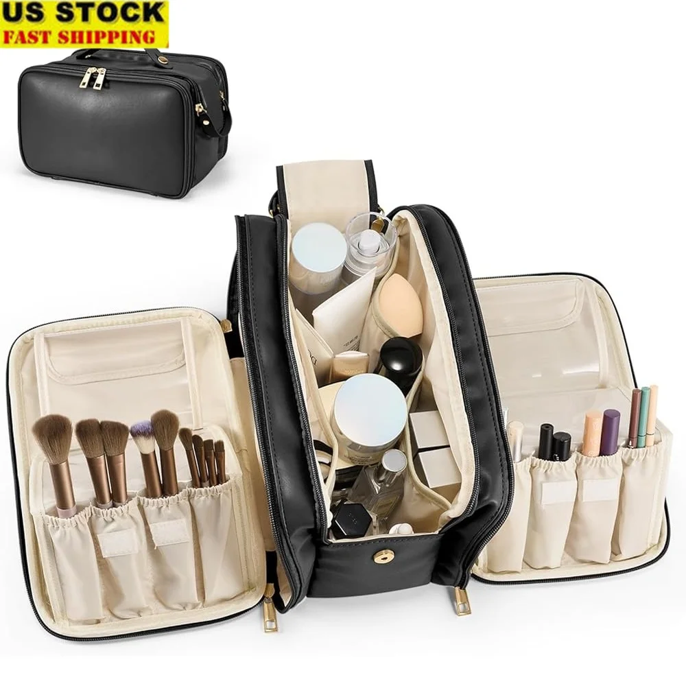 

Large Capacity Travel Makeup Bag Waterproof Cosmetic Organizer Portable Toiletry Storage Multifunctional Makeup Case with Brush