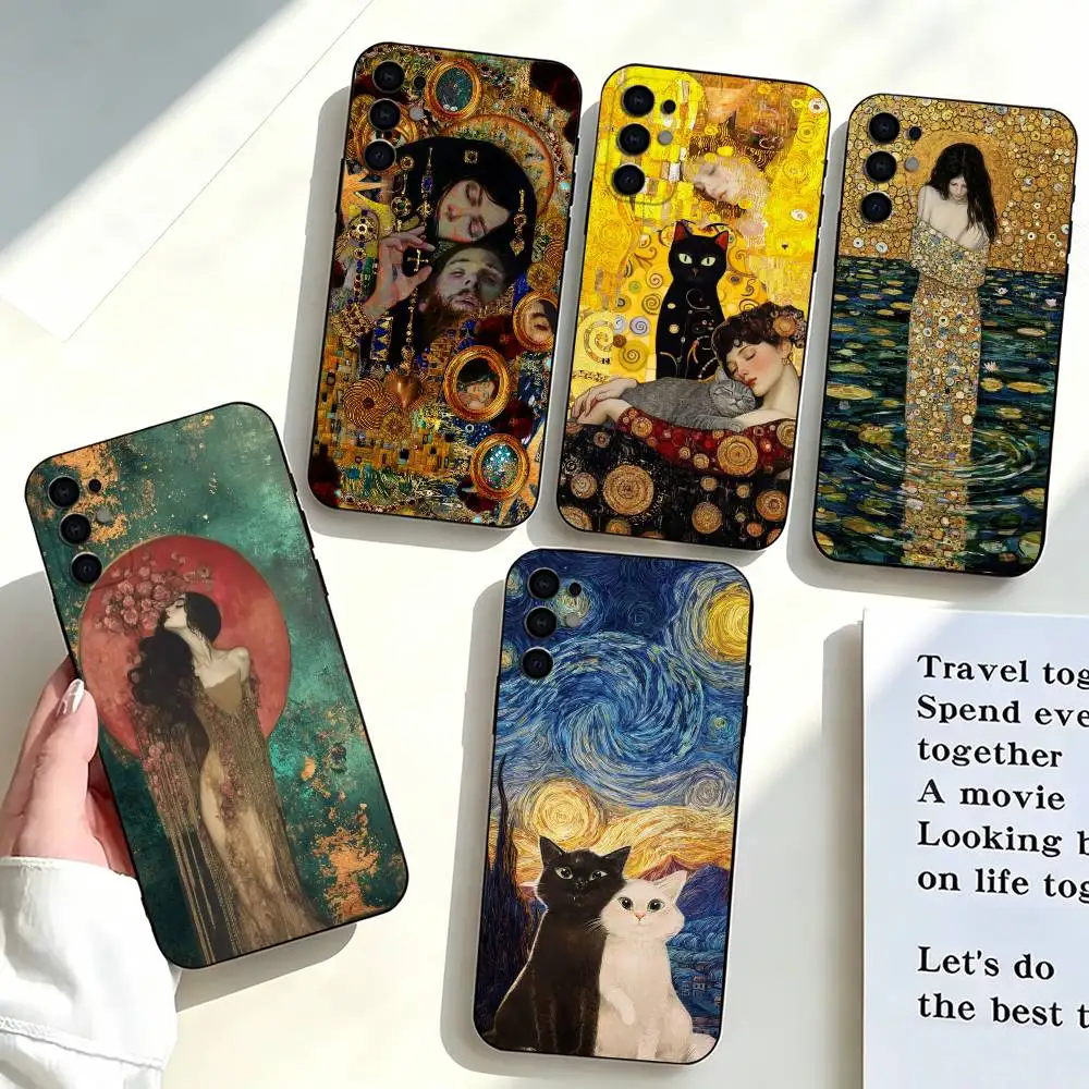 

Gustav-v Art--t Klimt Cover Phone Case Black Silicone Soft For Samsung S25,S24,S21,S22,S23,S30,Ultra,S20,Plus,Fe,Lite