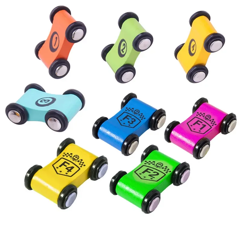 

Children's Toy Car Wooden High-speed Sliding Regenerative Inertia Mini Car Baby Play At Home Interactive Mini Number Race Cars