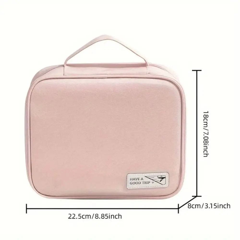 Casual Solid Color Cosmetic Bag Zipper Brush Holder Makeup Bag Cosmetic Case Large Capacity Toiletries Organizer Outdoor