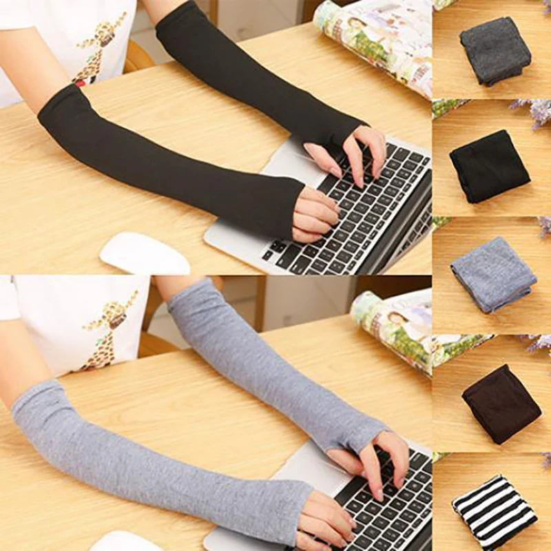 

1 Pair Women Fashion Winter Long Gloves Classic Adult Black Grey Elbow Fingerless Warmer Mittens Solid Color