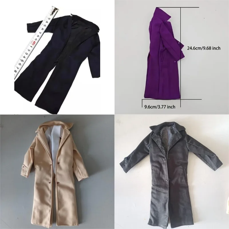 

1/6 Scale Classic Male Detective Agent Windbreaker Long Coat with Iron Wire Clothes Model for 12" Soldier Figure Toys Display