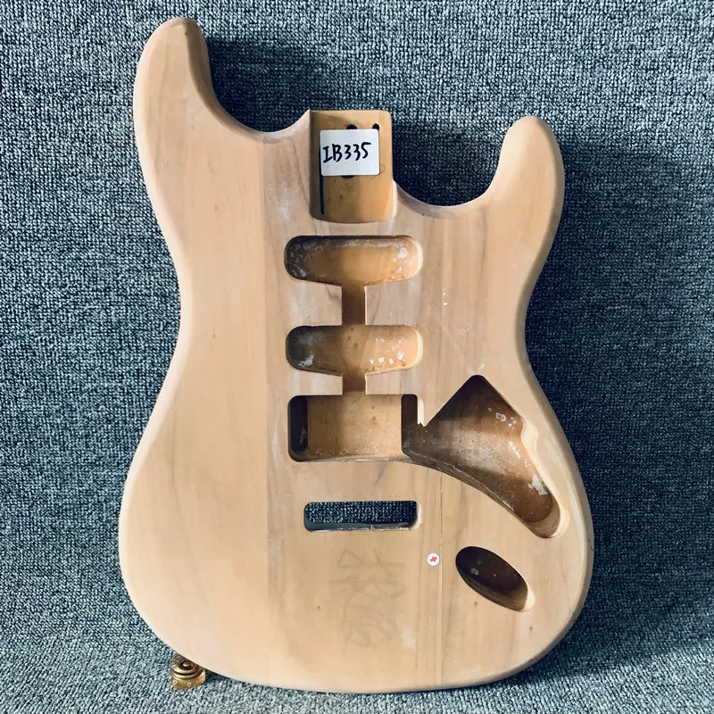 IB335 Wood Cracks Semi Finishing ST Guitar Body Custom Pickup&Bridges in Solid Wood Damaged for DIY Replace