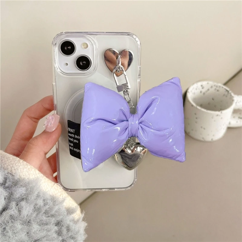 Stylish Phone Lanyard Wrist Strap Bow Heart Phone Chain DIY Handmade Bowknot Keychains Backpack Phone Camera Accessory 40GB