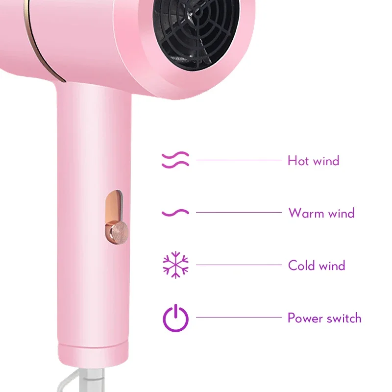 1800W Blue Negative Ion Hair Dryer with 360 Degree Rotating Nozzle for Fast Styling and Drying