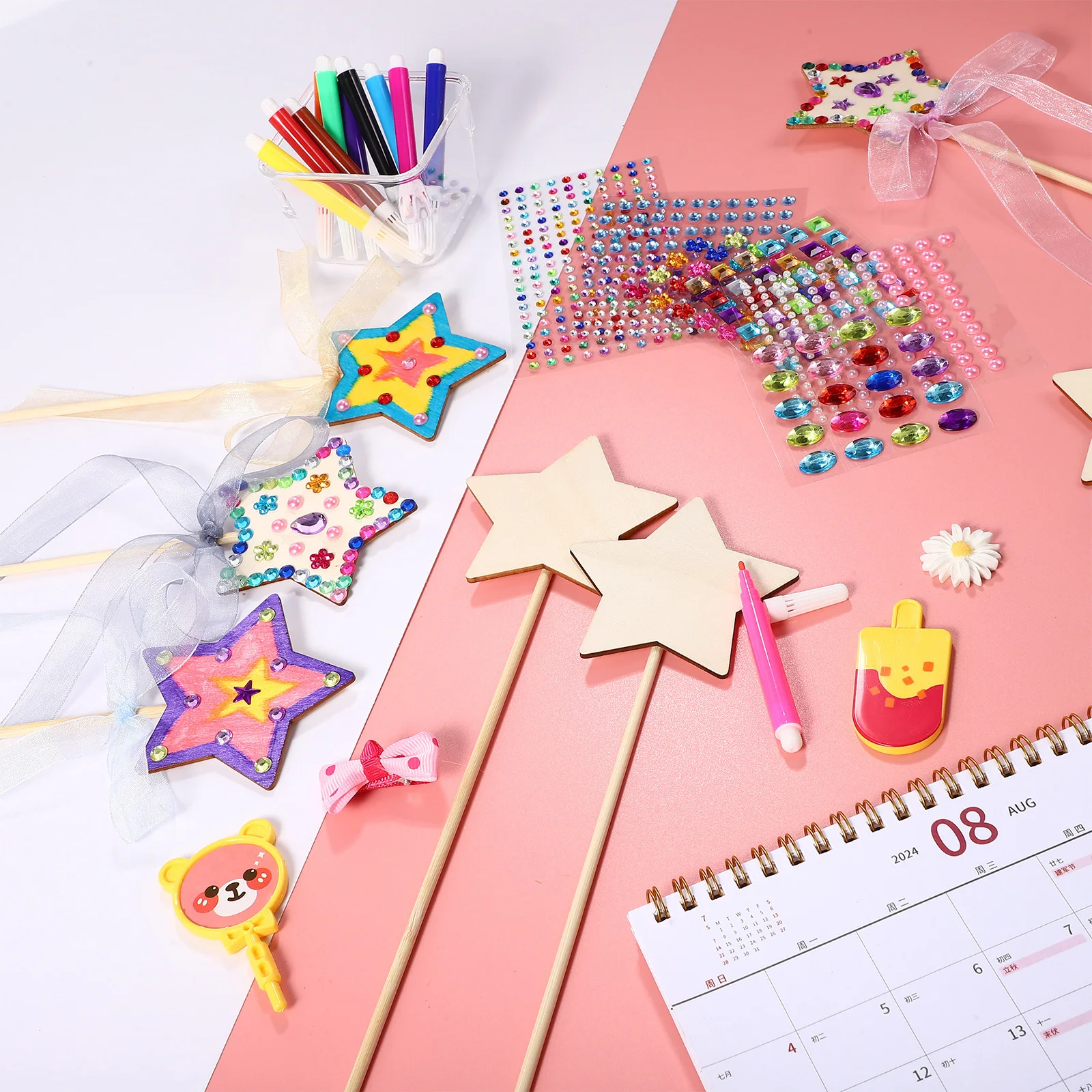 

1Set Star Fairy Wand Kit Princess Craft Set Sturdy Wood Wands for Kids Party Supplies Princess Wand Wands for Kids