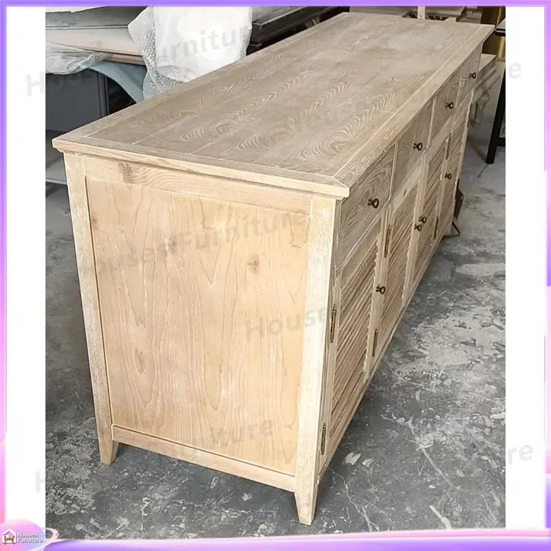 Natural Reclaimed Wood Shoe Cabinet Shutter Door Storage Organizer Entryway Bench Furniture Home Decor Rack Closet Shelf view 4
