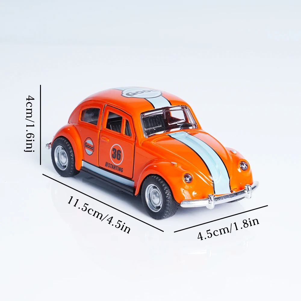 1:36 ハロウィン パンプキン オレンジ ビートル 合金 ダイキャスト 塗装済み レーシングカー プルバック式 開閉可能 ミニチュアカー 子供用おもちゃの車 男の子へのギフト 装飾品 クリスマスギフト