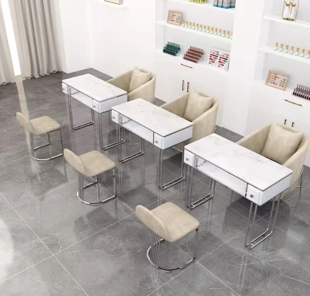 Wholesale Cheap Price Nail Manicure Table Set Professional Beauty Salon Furniture Nail Tech Desk with Storage