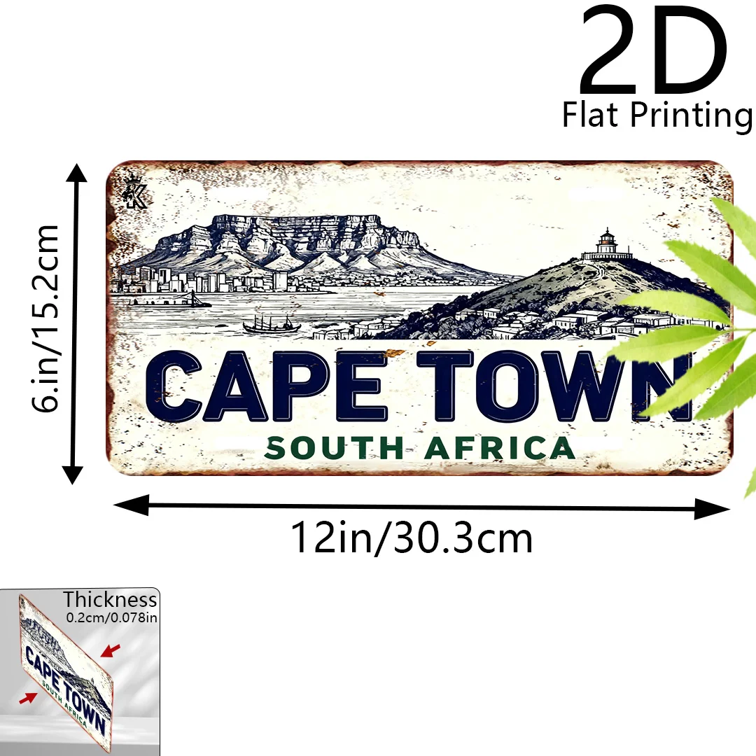2D Flat - 2D Printed on a Flat Surface, Single Piece, Vintage Sign, Decorative Plaque And Ornament (15.24 cm X 30.48 cm), Cape T