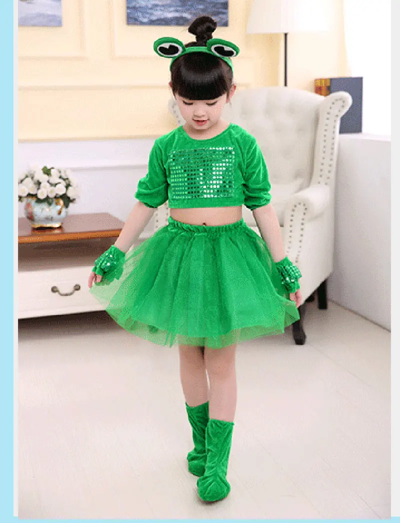 Green Girls Ballet Dress For Children Girl Jazz Dance Costumes For Girls Animal Frog Performance Costume Kid Stage Dancewear