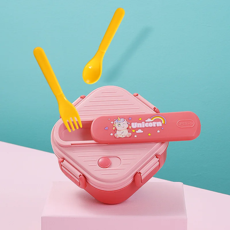 Fiambrera de unicornio de 850ml para niños, estudiantes, sándwich, fruta, contenedor de almacenamiento de alimentos, caja Bento de dibujos animados para niños para acampar escolar
