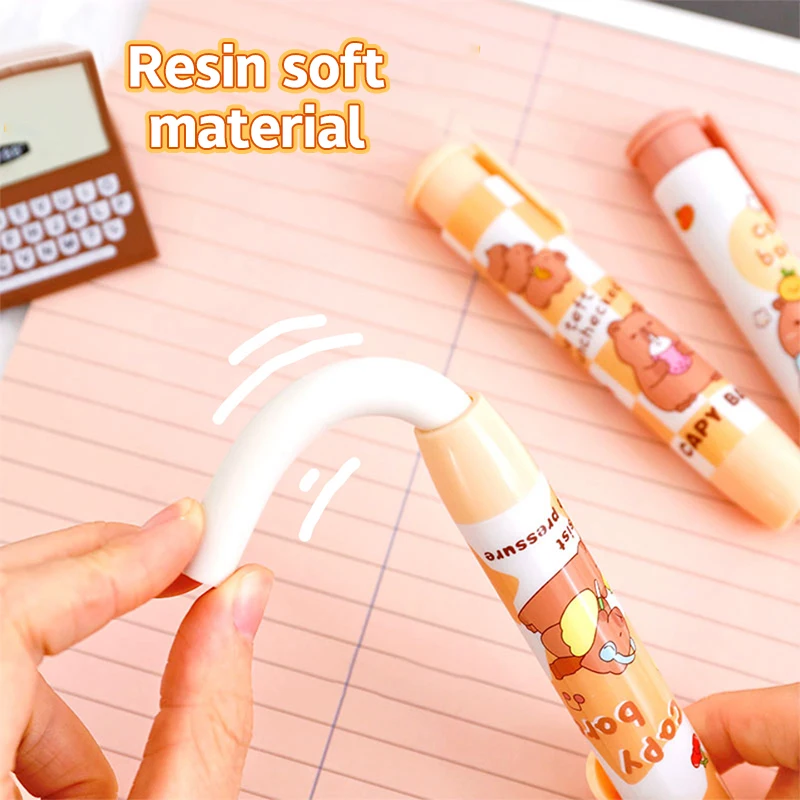 Kawaii Capybara Press The Eraser Cute Soft School Supplies Easy To Erase, Leaving No Trace Office Student Rubber Eraser Gift