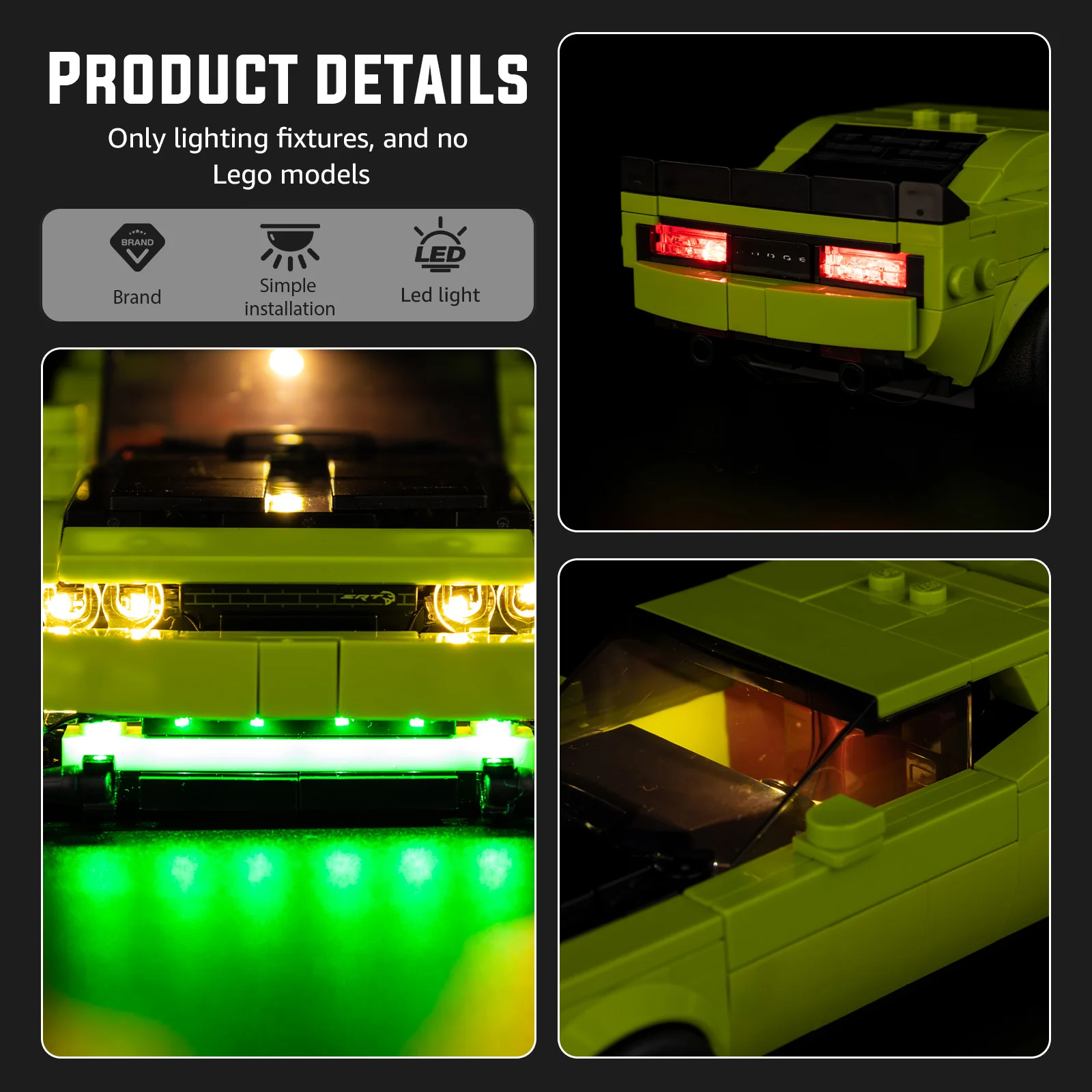 

Комплект светодиодного освещения, подходящий для спортивного автомобиля LEGO Dodge Challenger SRT Hellcat 77237