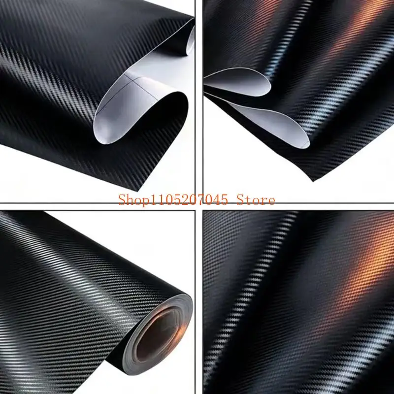 37cd Black 3D Carbon Fiber Wrap Film Outdoor Permanent Car Wrap Automotive Wrap Film for Car Exterior Interior Decoration DIY
