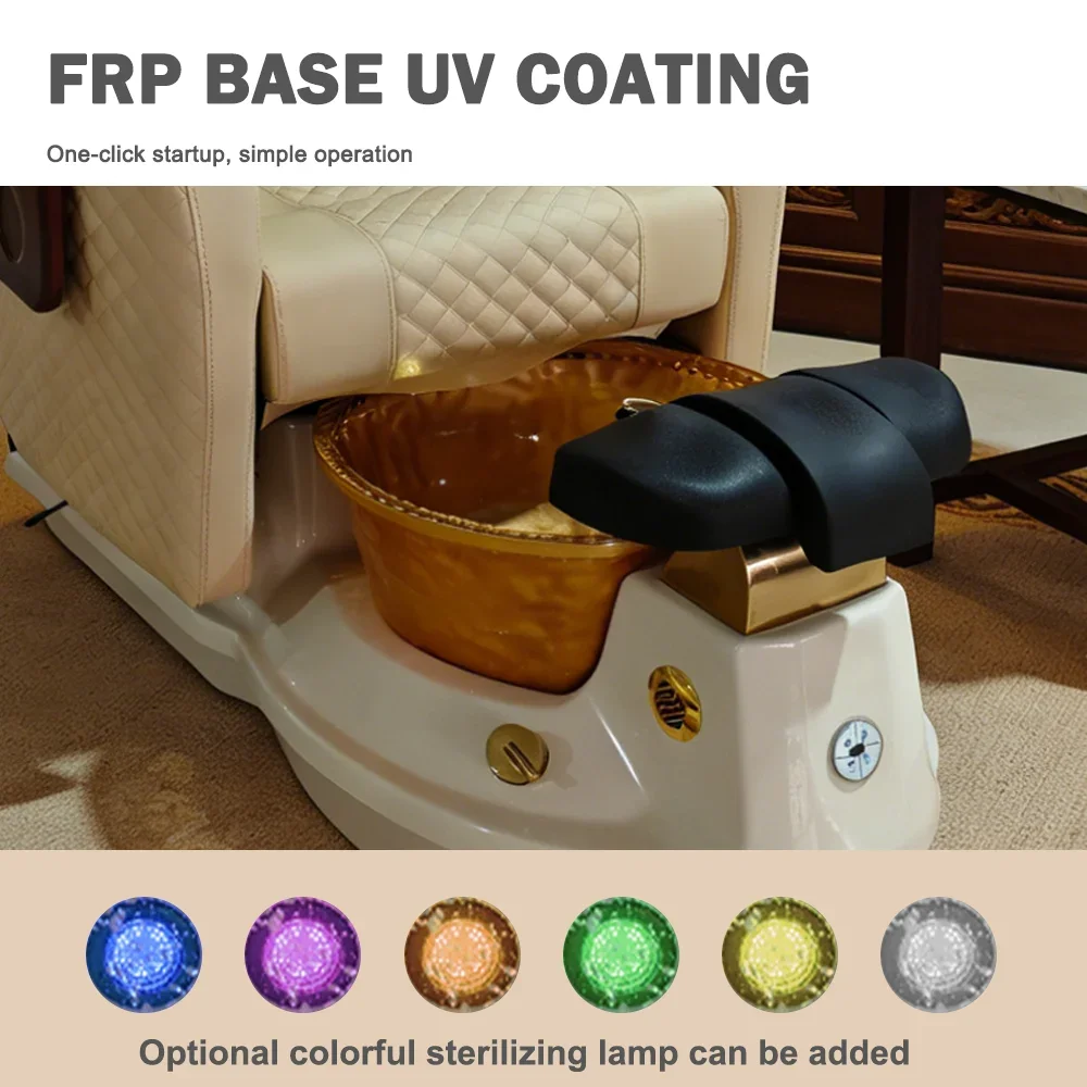 Luxury Reclining Pedicure Chair Electric Adjustable Massage Spa PU Leather Foot Bath for Beauty Salon