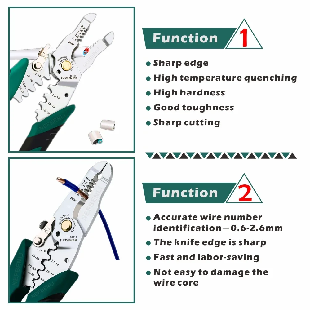 Multifunctional Wire Stripping Pliers Copper Pipe Crimper Wire Snap Ring Terminals Crimpper Electrician Wire Stripper Tools