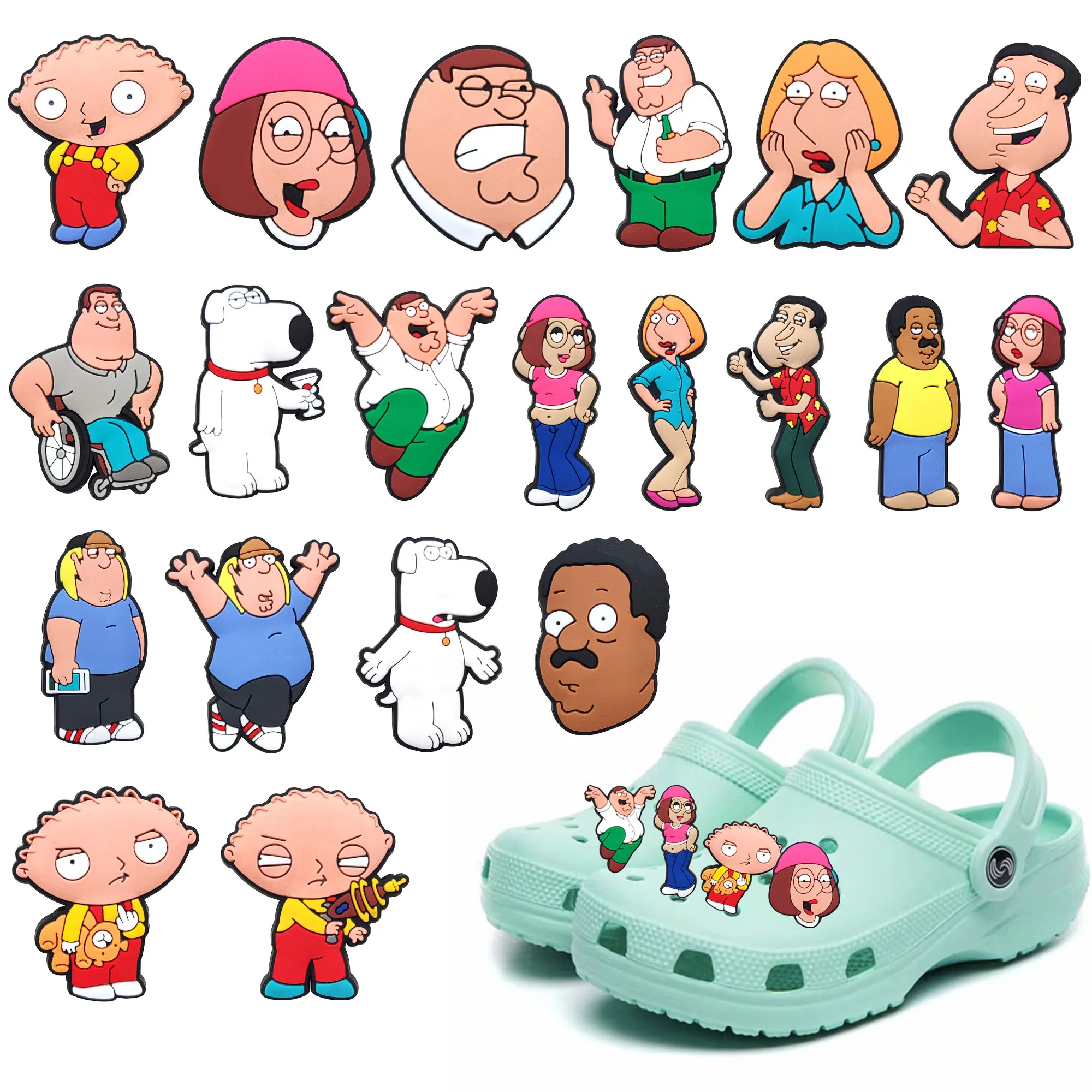 20 Stück Familien-Schuh-Charms für Jungen, PVC-Zubehör für Clogs und Gartenschuhe, Unisex-Dekorationen für Kindergeburtstage – Detail 3
