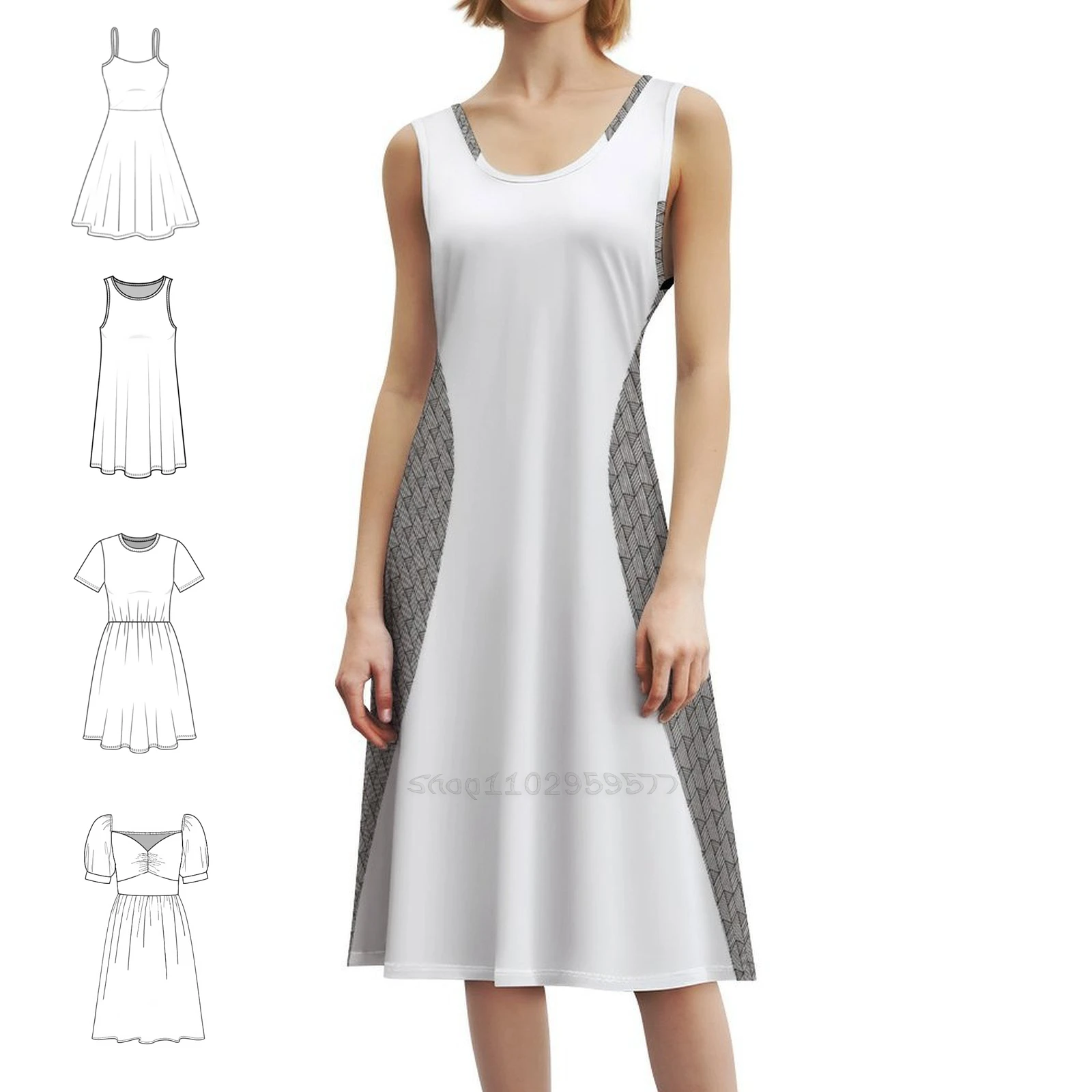 

Оптическая иллюзия для похудения, моделирующее фигуру, мини-платье в консервативном стиле для женщин, свободное повседневное дневное платье трапециевидной формы