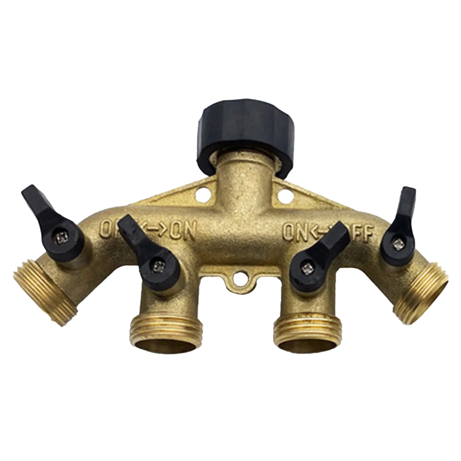 

Brass Garden Hose Splitter (4 Way) Hose Spigot Adapter 4 Valves Heavy Duty Brass Splitter