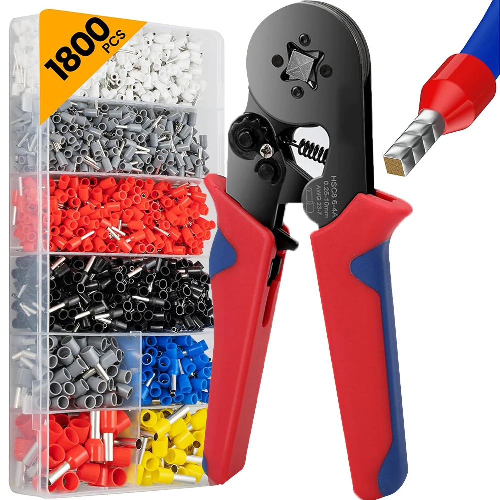 

Набор инструментов для обжима наконечников, набор наконечников для проводов, обжимные соединители, саморегулируемые AWG23-7 AWG, 1800 шт., наконечники для проводов, контактная клемма