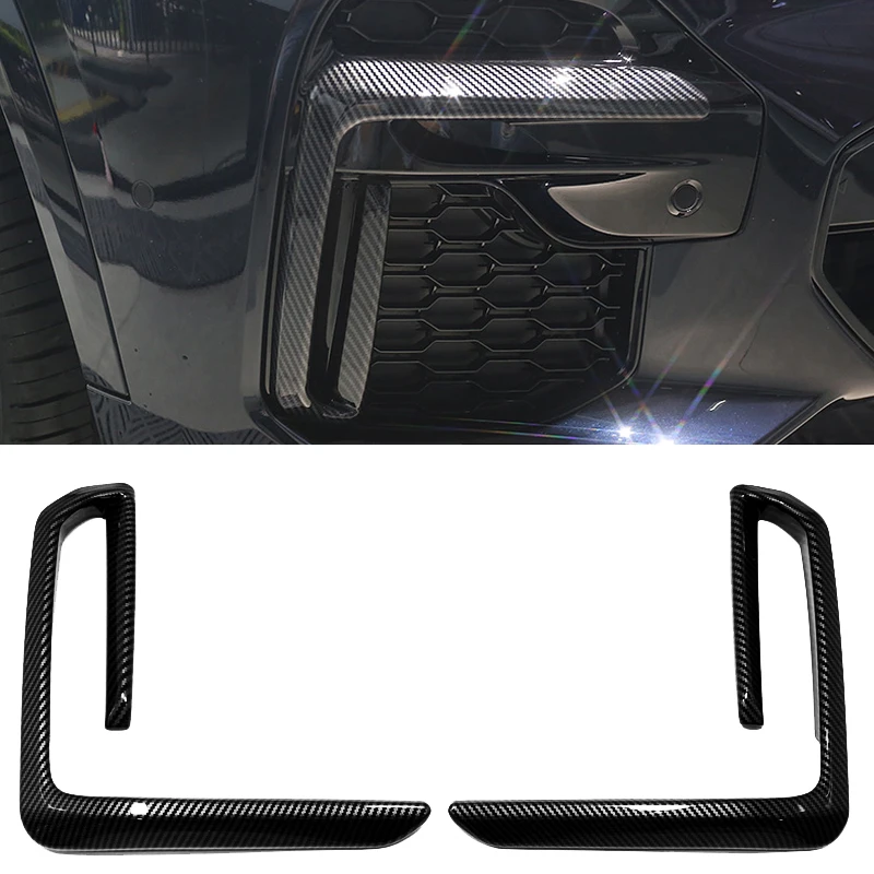 Carbon Fiber Black Color Front Fog Light Frame Decoration Cover Trim Car Styling For BMW X5 G05 2022 2023 Exterior Accessories