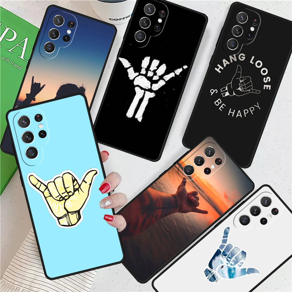 Surfer Surf Hang Loose Shaka For Samsung Galaxy S24 Ultra S21 S22 S8 S9 S10 5G Note 10 20 Plus FE S23 Phone case Cover Coque