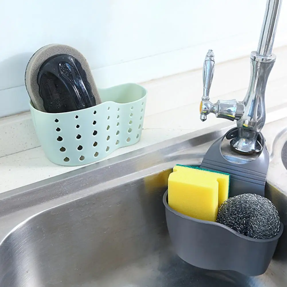 Double-layer Sink Organizer Capacity Double Layer Sink Hanging Basket Quick Drain Holes Faucet Mount Organizer for Sponge Brush