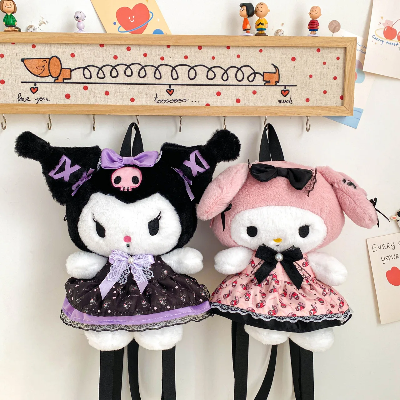 

Sanrio Cartoon Kuromi Doll Plush Backpack Cute Plush Doll Storage Bag Kawaii Anime Girl Gift