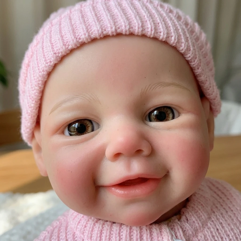 13 Inch Vivienne Full Body Silicone Reborn Doll Open‑Mouth Design, Lifelike Newborn Hand‑Painted Waterproof Collectible Art Ornament for Holiday & Birthday Gifts