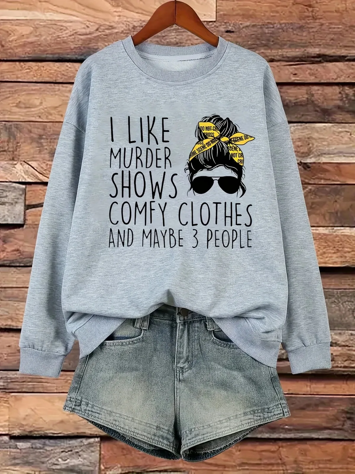 بلوفر نسائي كاجوال أنيق وممتع ونمط مطبوع فكاهي برقبة دائرية مناسب لهدايا العطلات، قميص رياضي للشارع