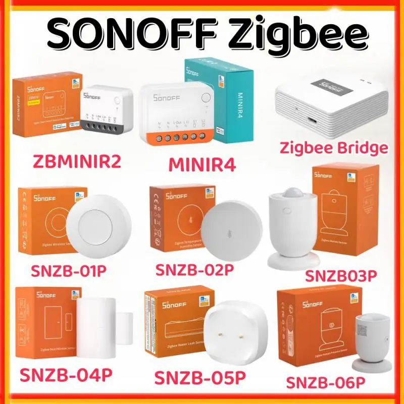 2025 SONOFF SNZB1P-6P Zigbee Water Leak Sensor SNZB-02D MINIR4 ZBMINIR2 Zigbee Door Window Sensor Temperature Humidity Sensor