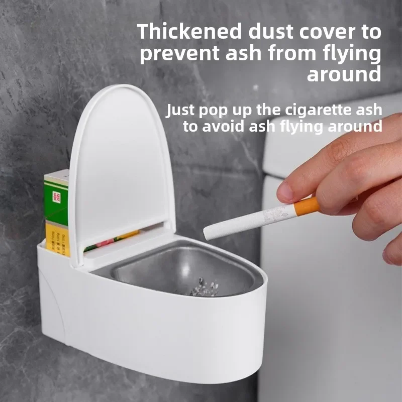 Creative Toilet Ashtray Home Bathroom Storage Cigarette Case With Lid Wall-mounted Plastic Ashtray Suitable For Home Office Use