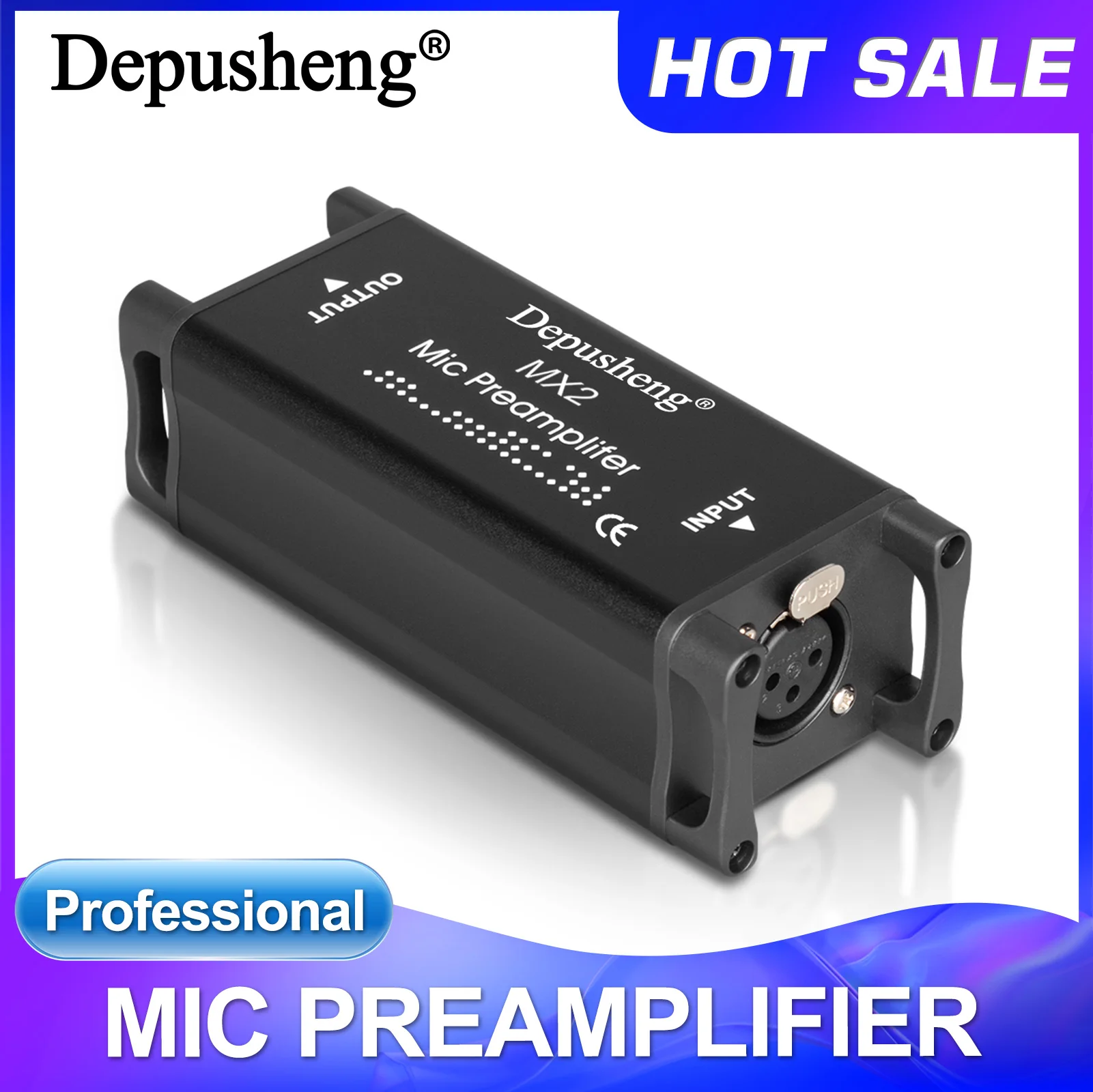 Depusheng-MX2 Microfone Preamp Ganho Booster para Mic Dinâmico, Max 75db, Vocal Podcast, Gravação Home Studio