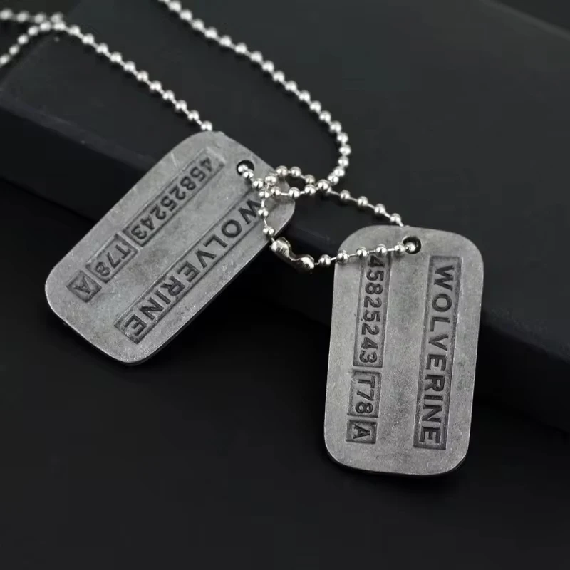 Movie X-Men Wolverine Military Card Necklace Pendant Fashion Superhero Logan Howlett Cosplay Periphery Necklaces