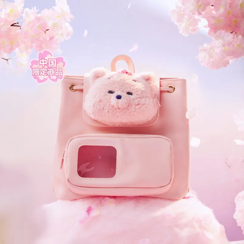 ディズニー公式 春の桜 ウィニー・ザ・プーさん バックパック クロスボディバッグ ぬいぐるみ付き小銭入れ カードホルダー付き 女性 女の子用