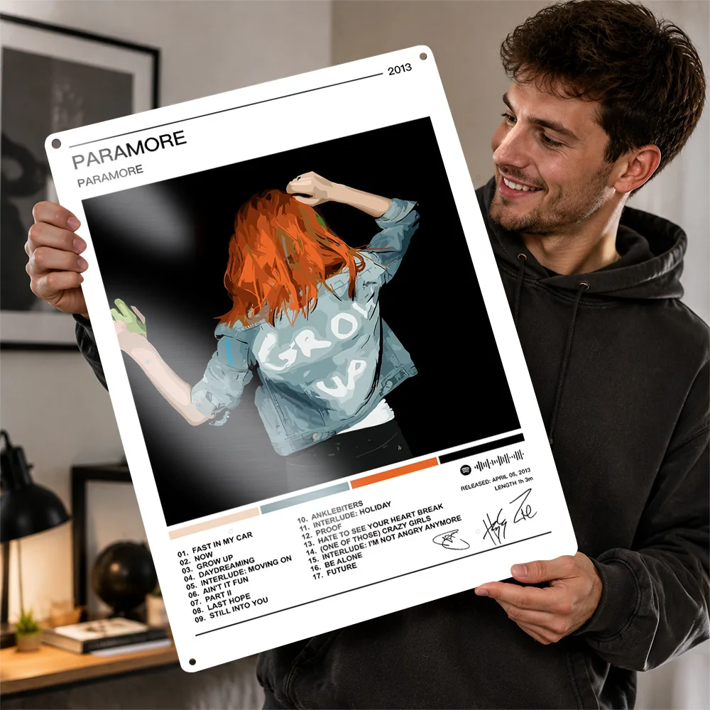 Paramore Album Cover Art Poster Musical Wall Art Personalized Vintage Metal Tin Sign for Music Room Studio Bedroom Home Decor