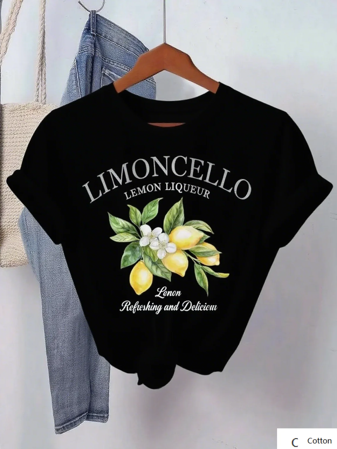 

High Quality Cotton T with Limoncello Print and Lemon Blossom Detail Comfortable Fit for All Day Comfort New Arrival Tee S-4XL