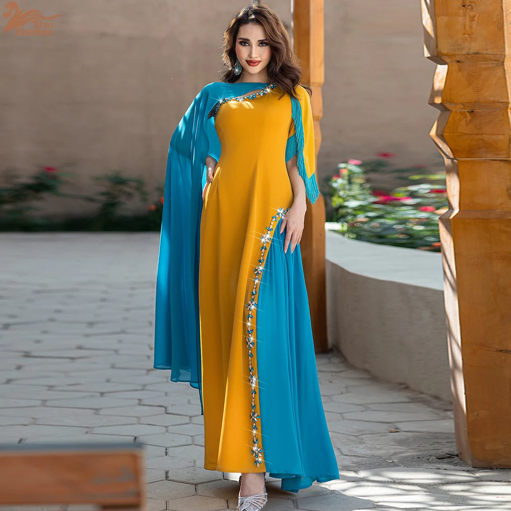 

Eid Muslim Dress Women Abaya Tassel Diamond Party Long Dresses Vestidos Largos Caftan Jalabiya Ramadan Dubai Arab Long Robe 2025