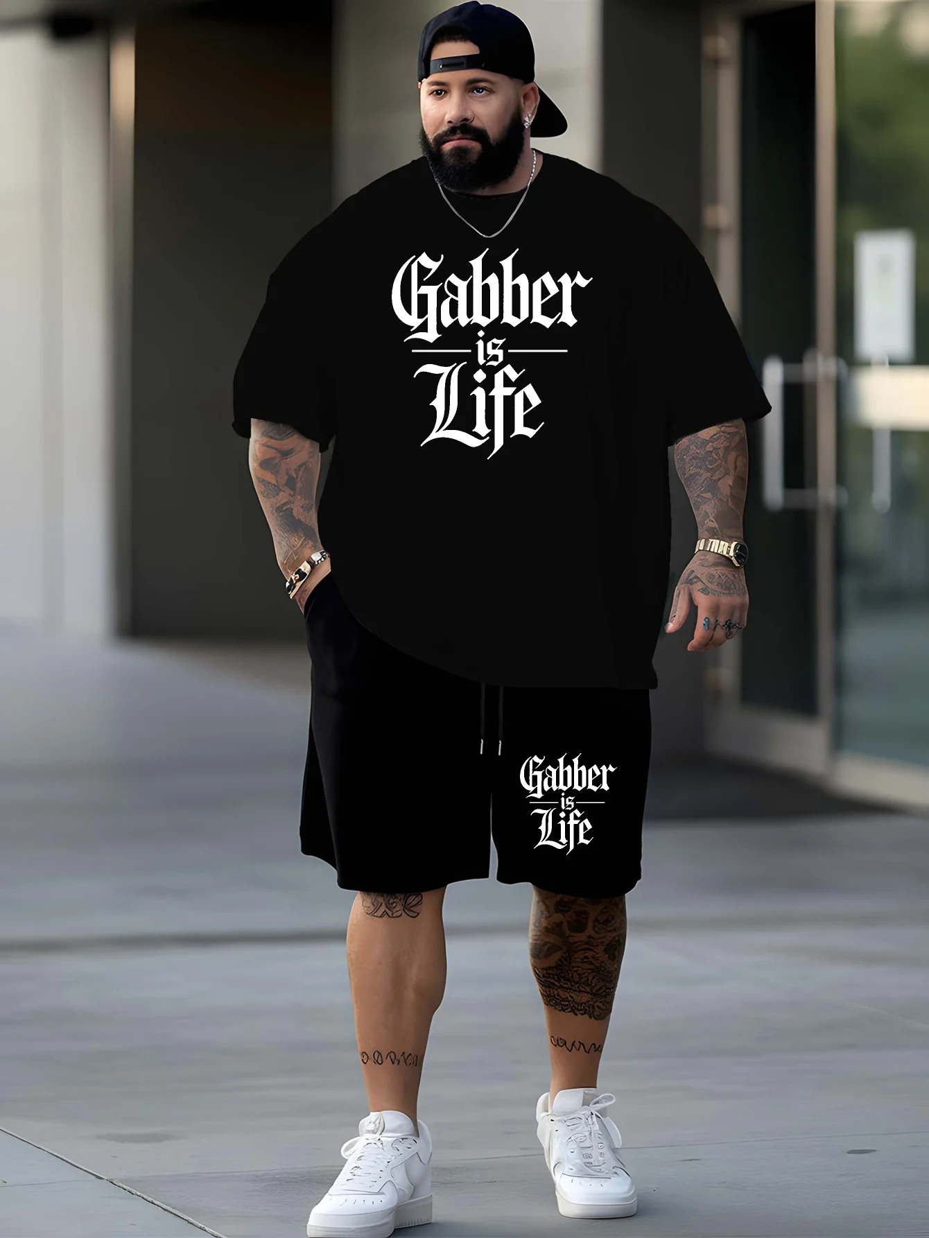 Plus Size Loose Men's Outfit Clothing Men's Summer Set Breathable Men's T-Shirt and Shorts 2 Pieces Set Sports Tracksuit for Man - view 4