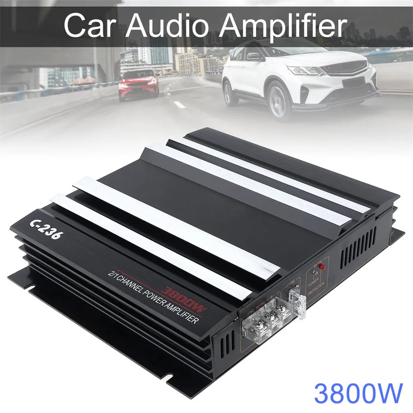 3800W 2 Channel Power Amplifier 12V Car Amplifier C-236 Bass Amplifiers Subwoofer Universal Auto Audio Power Amplifier