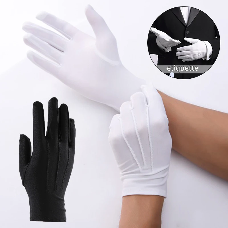 Men\'s New Solid Tuxedo Gloves Party Festive Wedding Ceremony Formal Uniform Guard Band Butler Protection Etiquette Mittens