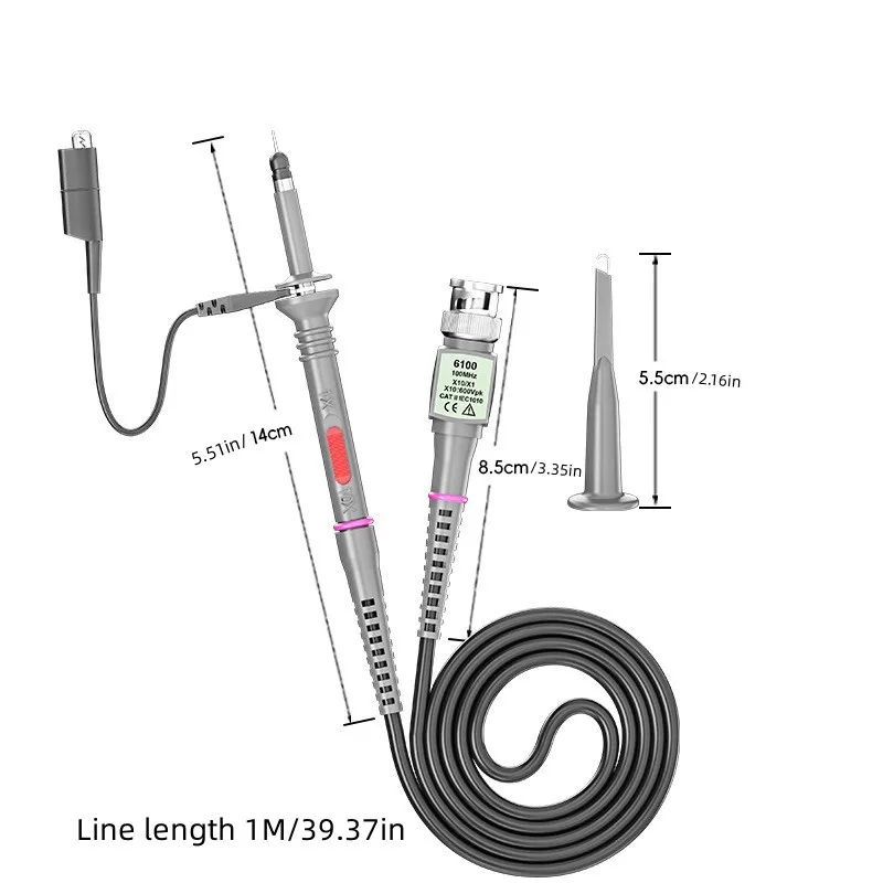 1 шт./2 шт. P6100 BNC комплект зондов для осциллографа 100 МГц 1X 10X Mayitr высокоточный анализатор с зажимом типа «крокодил» тестовые провода