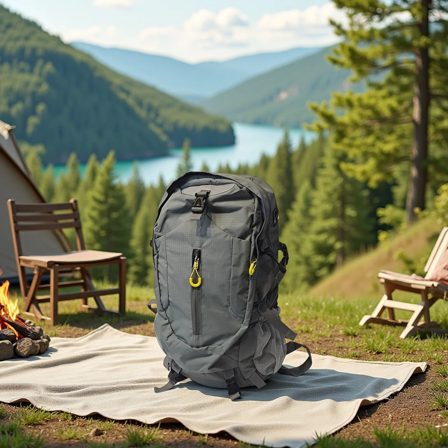 

A gray outdoor large-capacity hiking bag, a 30L sports backpack, suitable for camping, hiking, mountain climbing, and cycling